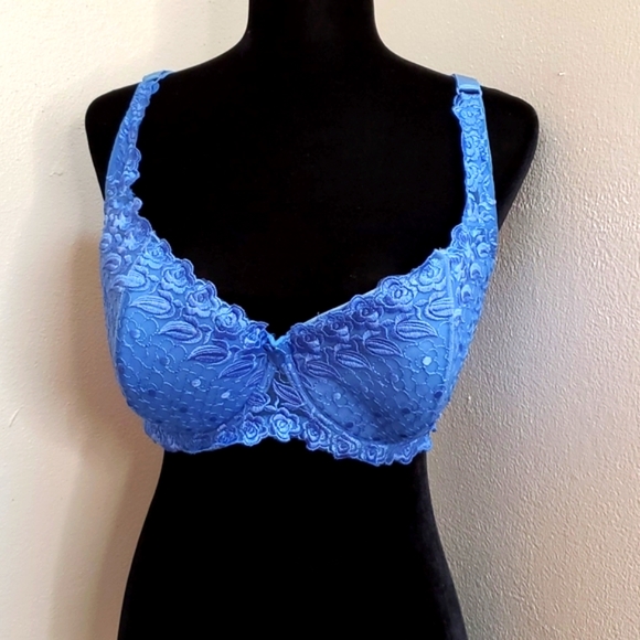 Bra Set Size 40D Blue Lace By Delta Burke - Picture 2 of 15